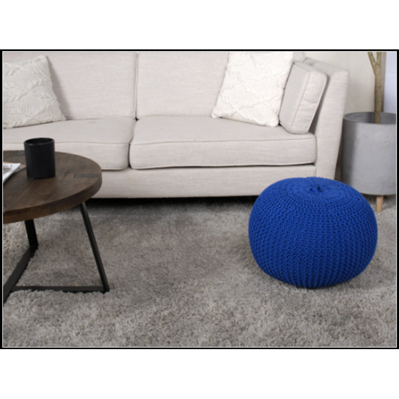 Pouf rond en coton Bordeaux, polyvalent et confortable pour les intérieurs modernes, parfait comme repose-pieds ou coussin de sol