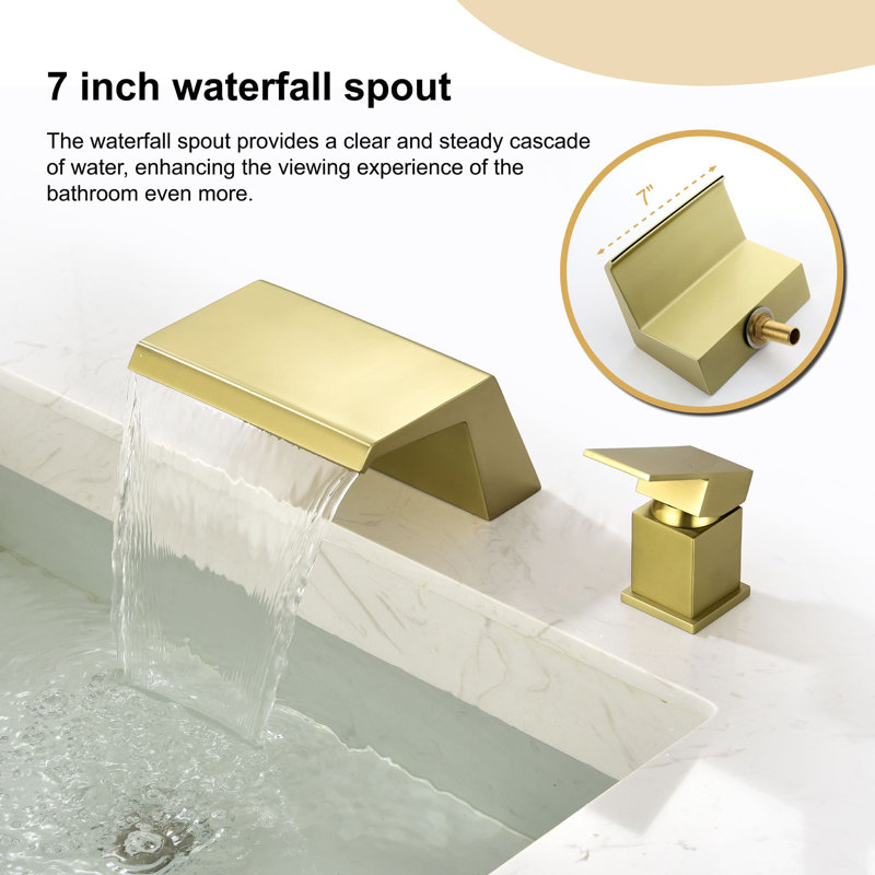 1 Handle Deck Waterfall Faucet, Brushed Gold