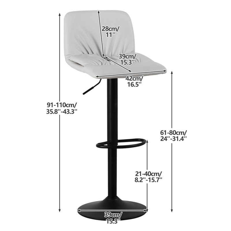 Lawnmont Swivel Upholstered Adjustable Height Counter Stool with Metal Frame, Cream