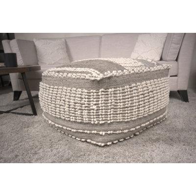 Grand pouf rustique en laine et coton