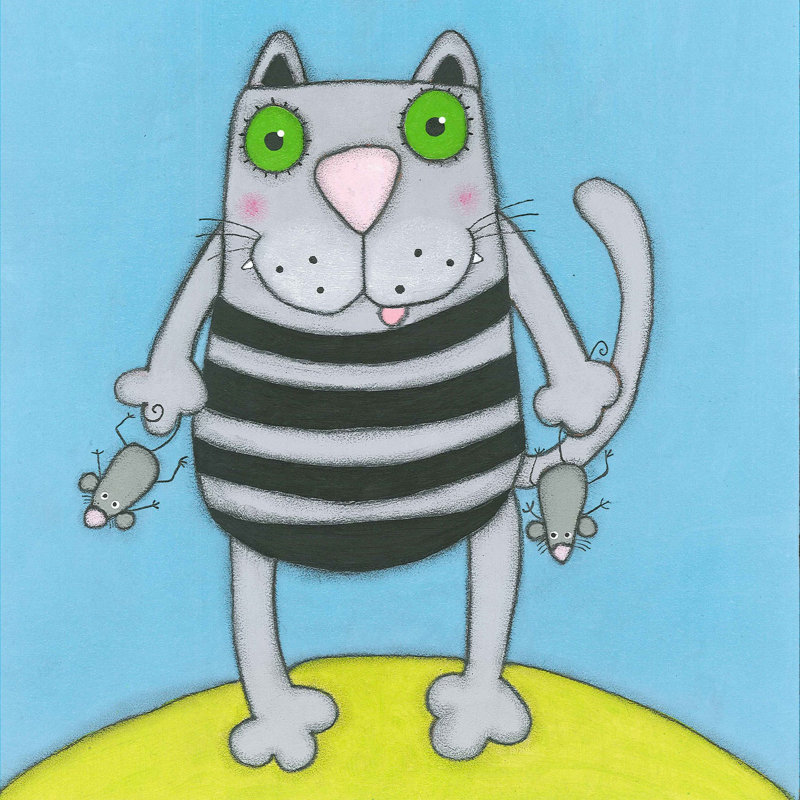 «Cat with Mice», reproduction sur toile tendue, H 48 po x l 48 po x P 1,5 po