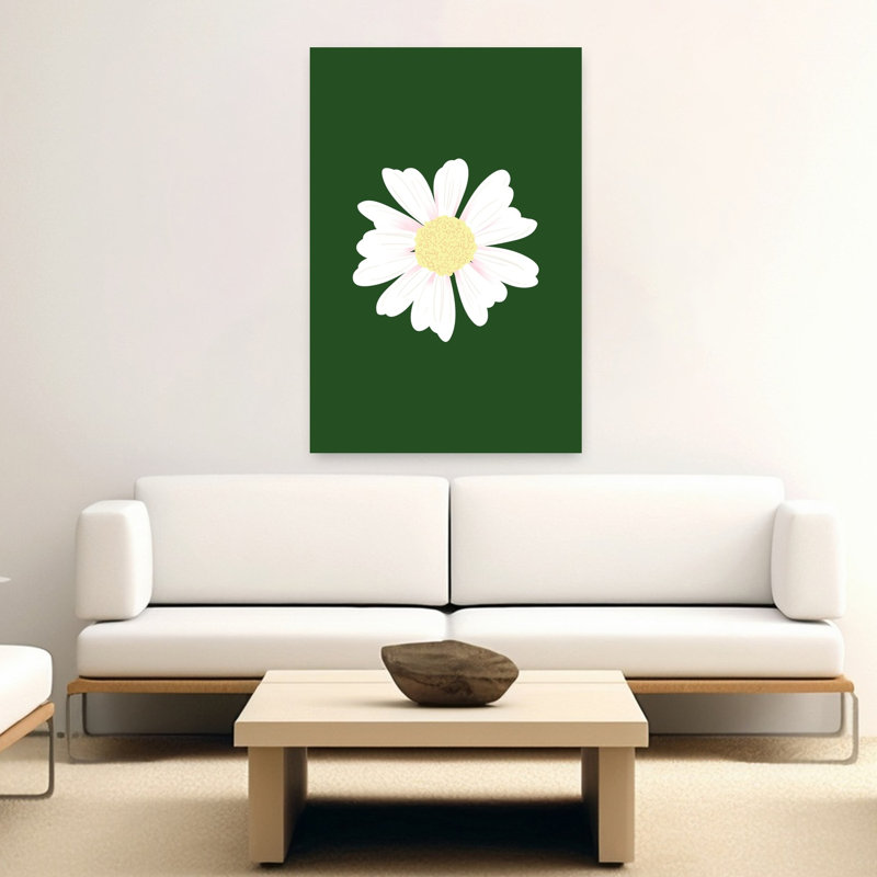 Art floral mural marguerite blanche, H 60 po x l 40 po
