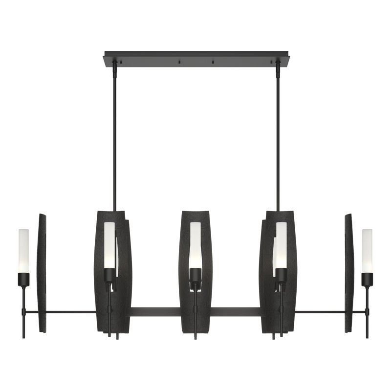 Passage 8 - Light Kitchen Island Linear Pendant, Frosted, Black