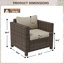 Chaise longue d'extérieur en osier avec coussins (ensemble de 2)