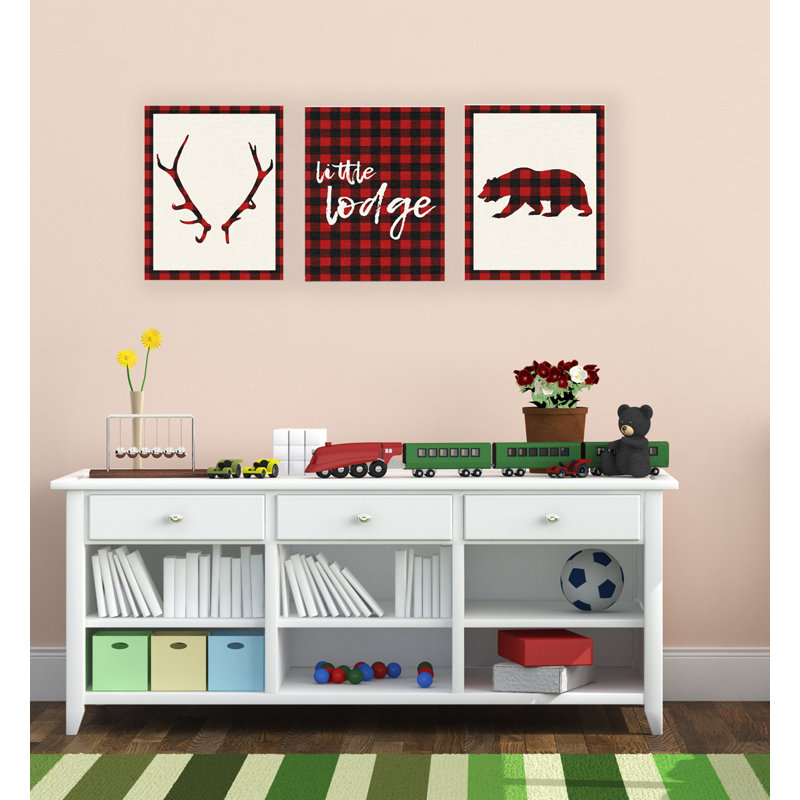 Ensemble de 3 reproductions d’art murale "little prepose antler bear"