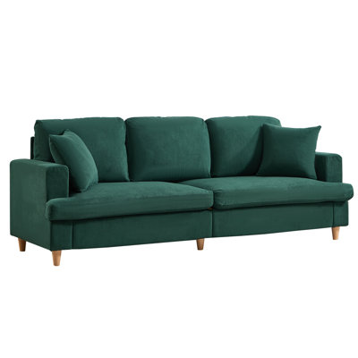 Corduroy Sofa Set with 2 Throw Pillows, Deep-Seated Upholstered Couch with Square Arms, Cosy Living