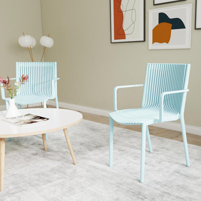 4 pcs Modern Stackable Plastic Armchair for Indoor/Outdoor Use – All-Weather PP Plastic