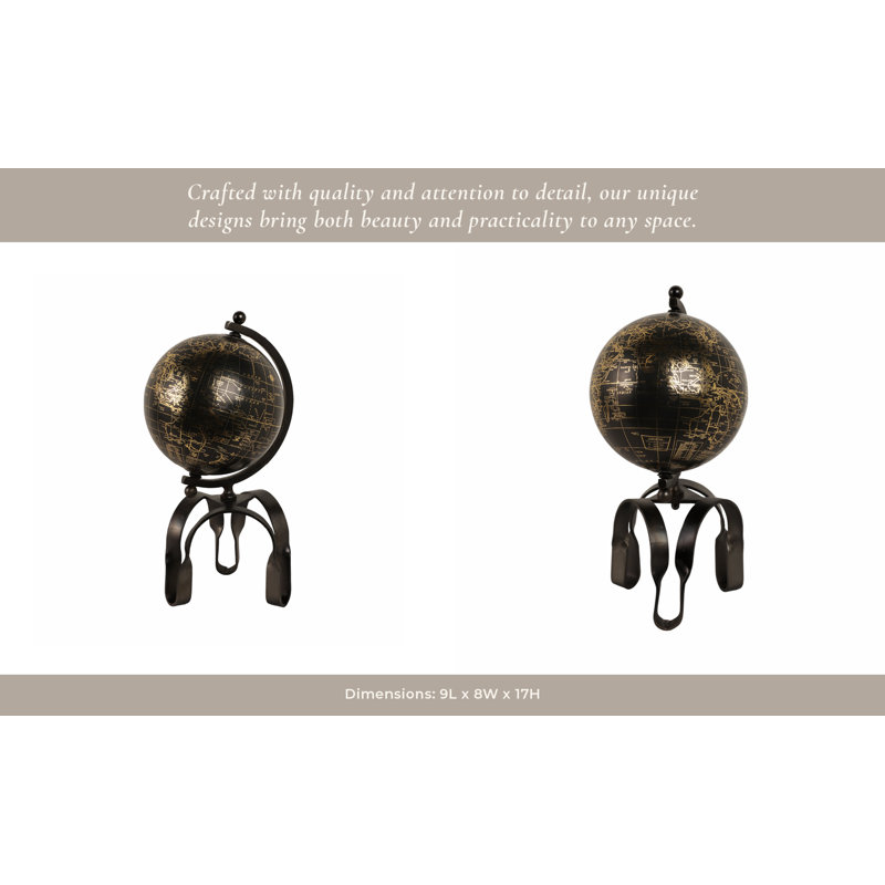 22" Rally Large Metal Globe, 17" H x 9" W x 8" D