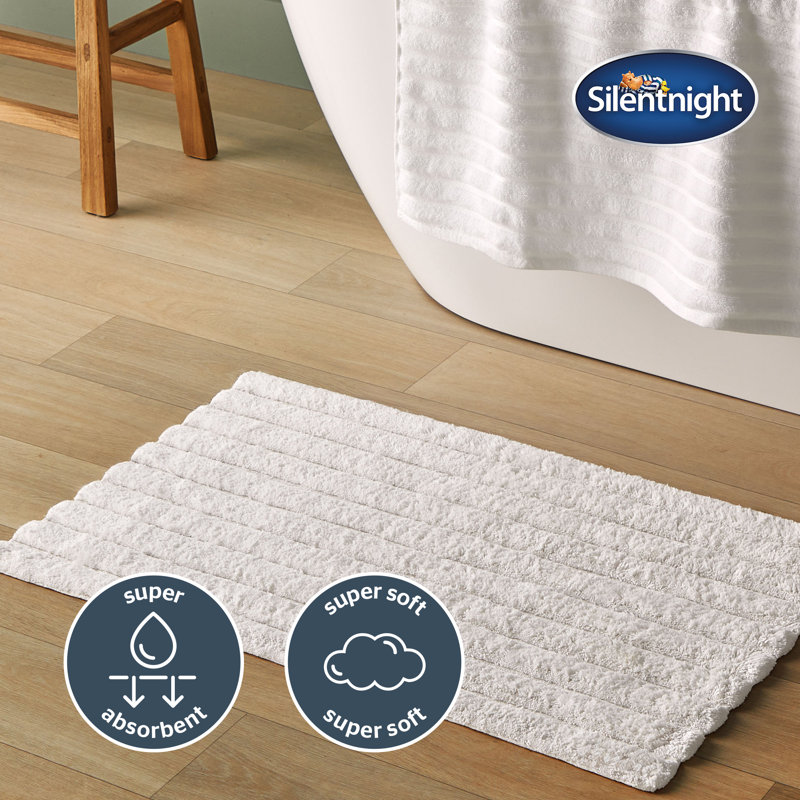 Silentnight Ribbed Cotton Rectangle Bathmat 100% Cotton BCI, White