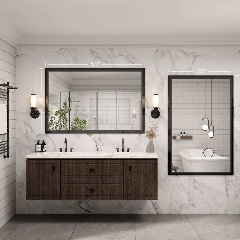 Miroir de meuble-lavabo mural Molly, 55 po x 36 po, Noir