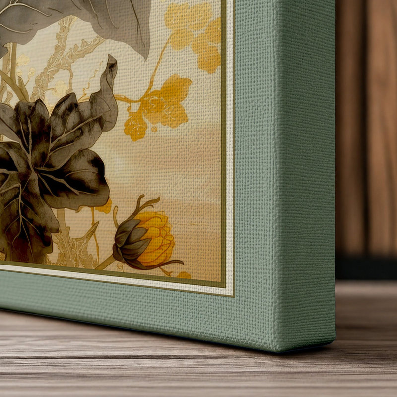 Chrysanthemum Study Botanical - Wrapped Canvas, 36x24 - 91.4 x 61.0 cm, Sage Border