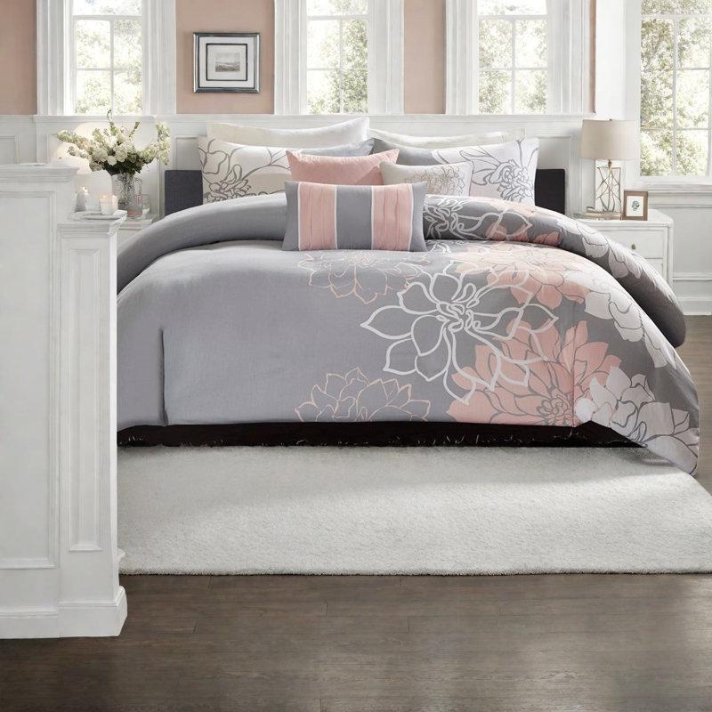 Ensembles de literie élégants à motif floral, satin de coton polyester, chambre à coucher transitionnelle