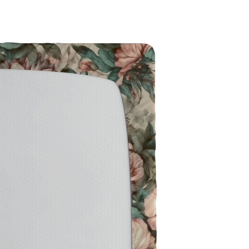 Drap-housse Ambesonne, Drap-housse de taille simple, Rosé, bleu cadet, crème / floral