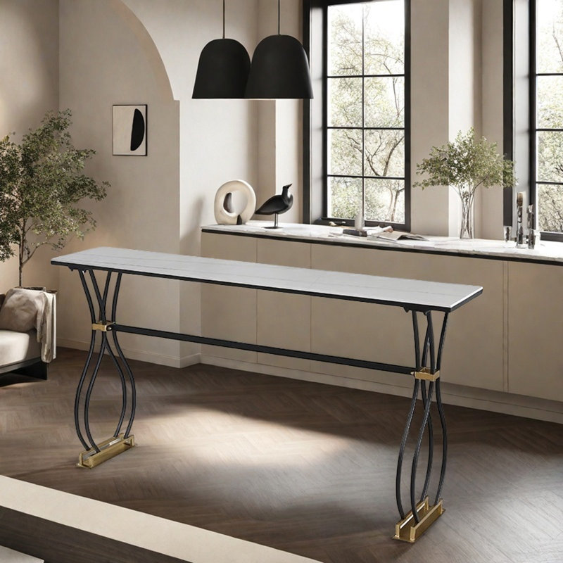 Table de bar Light Luxury, Blanc, H 41,3 po x L 55,1 po x l 15,7 po