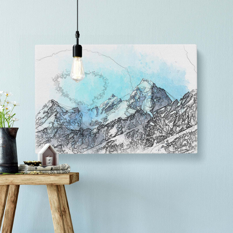 Mountain Blues in Abstract - Wrapped Canvas, 50cm H x 76cm W x 3cm D