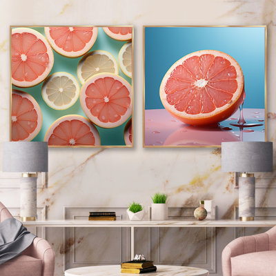 Grapefruit Gradient - Fruits Square Collage Set Of 2