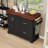 Rolling Kitchen Cart with Wood Countertop, 2 Deep Drawers, Adjustable Shelf and Spice & Towel Rack-1400334380