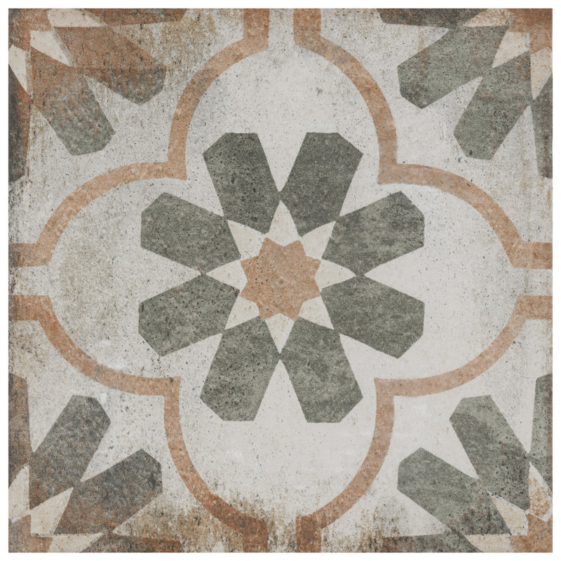 D'Anticatto Decor Florence 9" x 9" Porcelain Patterned Wall & Floor Tile