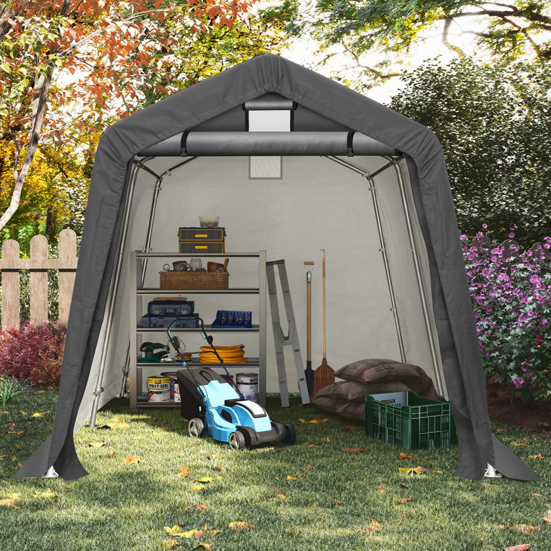 8FT*8FT Outdoor Storage Shelter Shed - Heavy Duty Storage Tent with Roll-up Ventilated Windows, 8FT*8FT