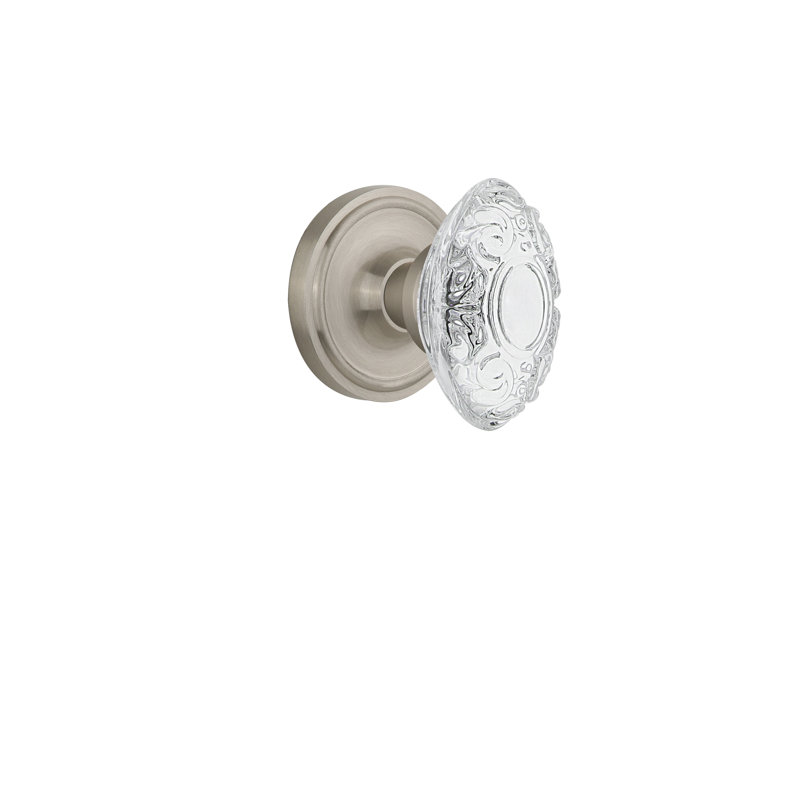 Classic Rosette with Crystal Victorian Knob, Satin Nickel, 2-3/8”