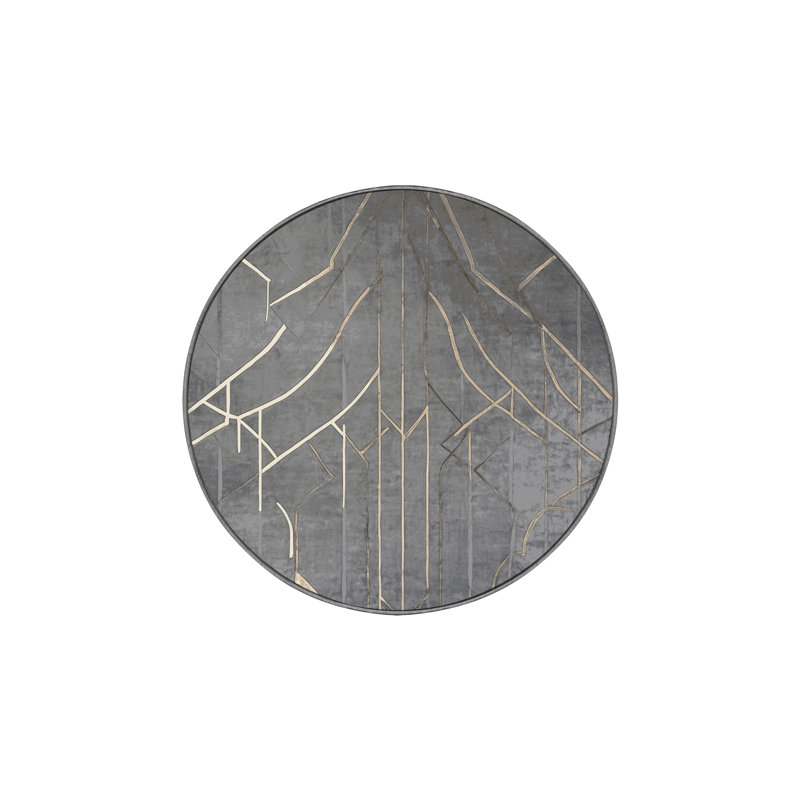 Machine Washable Grey Area Rug, Round 7'