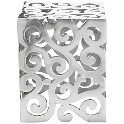Silver Aluminum Square End Table