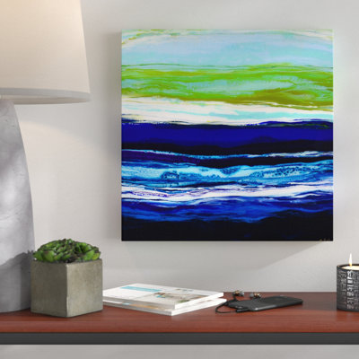 Acrylique, résine, océan, brise de mer, air abstrait par Barbara Bilotta, impression sur toile