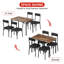 Brown Dining Table Set for 4 Rectangular Kitchen Table with 4 Upholstered Chairs 5 Piece Dining Room Table Set for Apartment, Studio, Small Space, Sturdy & Space-Saving-1828539102