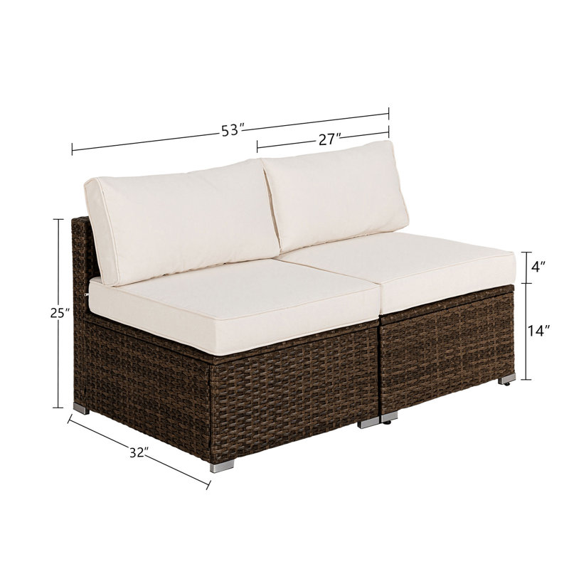 Gotthard 54'' Wide Loveseat with Cushions, Off White, Light Gray