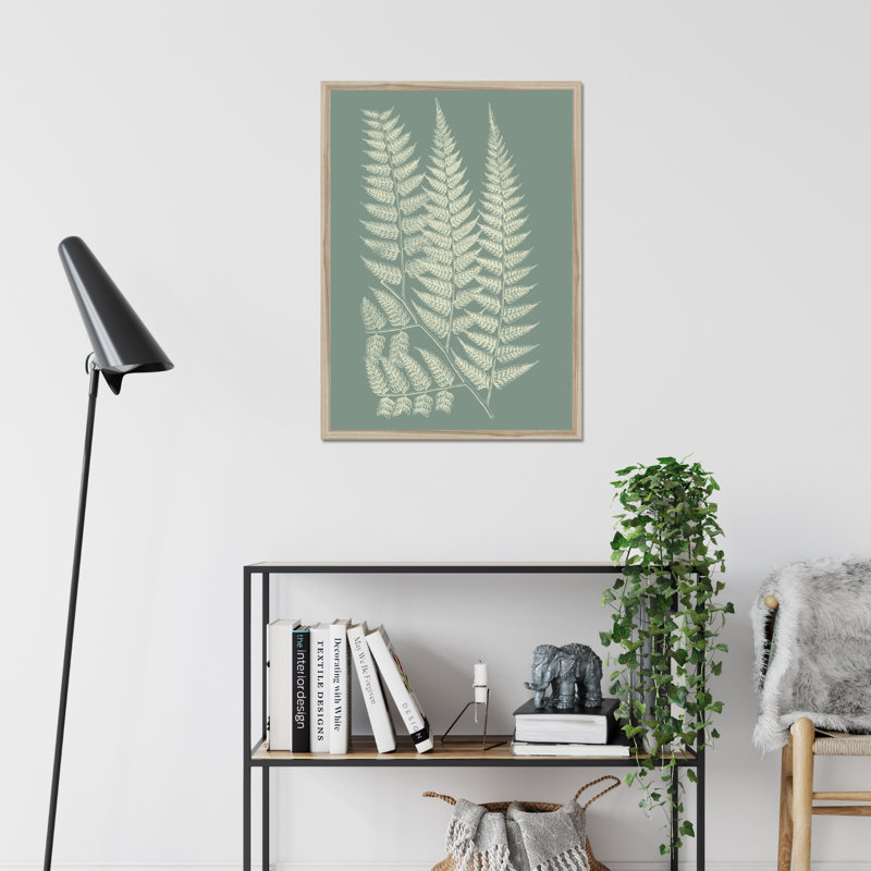 Ferns On Sage III by Vision Studio - Painting on Canvas, Natural Wood Framed Paper Print, 50cm H x 34cm W