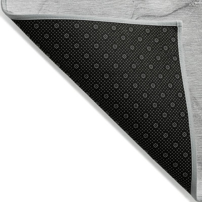 8' Runner Gray Abstract Washable Non Skid Indoor Outdoor Runner Rug