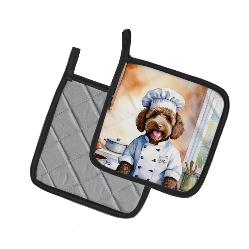 Caroline's Treasures The Dog Chef Polyester Potholder Set