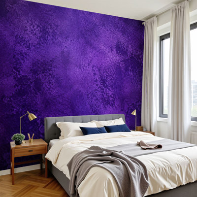 Murale auto-adhésive moderne pour chambre à coucher Peel and Stick L 100 po x l 144 po avec imprimé abstrait violet mauve