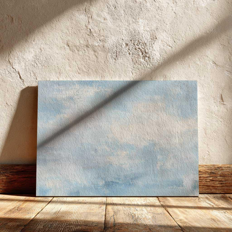 Nuage bleu, impression sur toile, ciel abstrait texturé, décor côtier texturé clair, chambre à coucher sereine pour chambre de bébé
