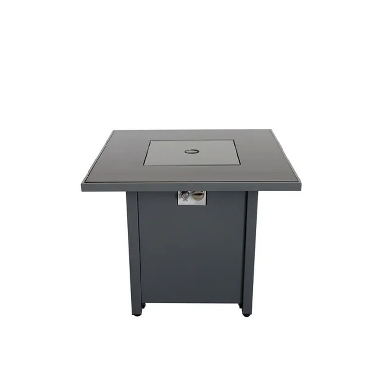 Foyer de 30 po avec construction en acier rouillé et chauffé en verre et en métal