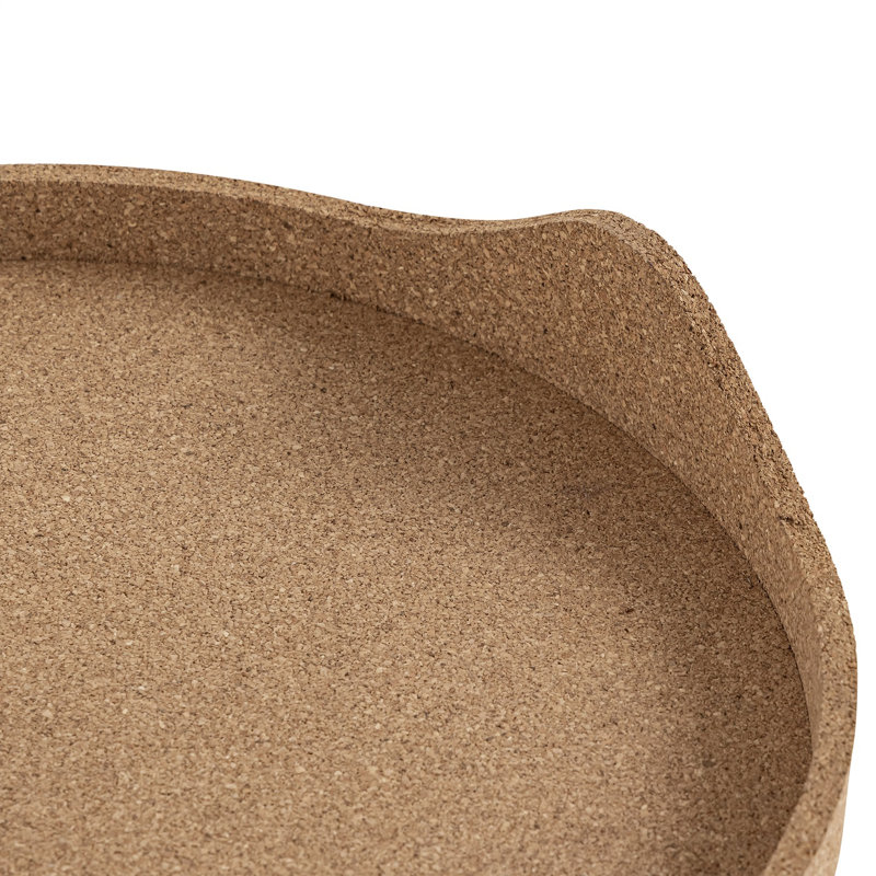 Plateau rond en liège large, L 14,25 po x P 14,25 po x H 2,5 po
