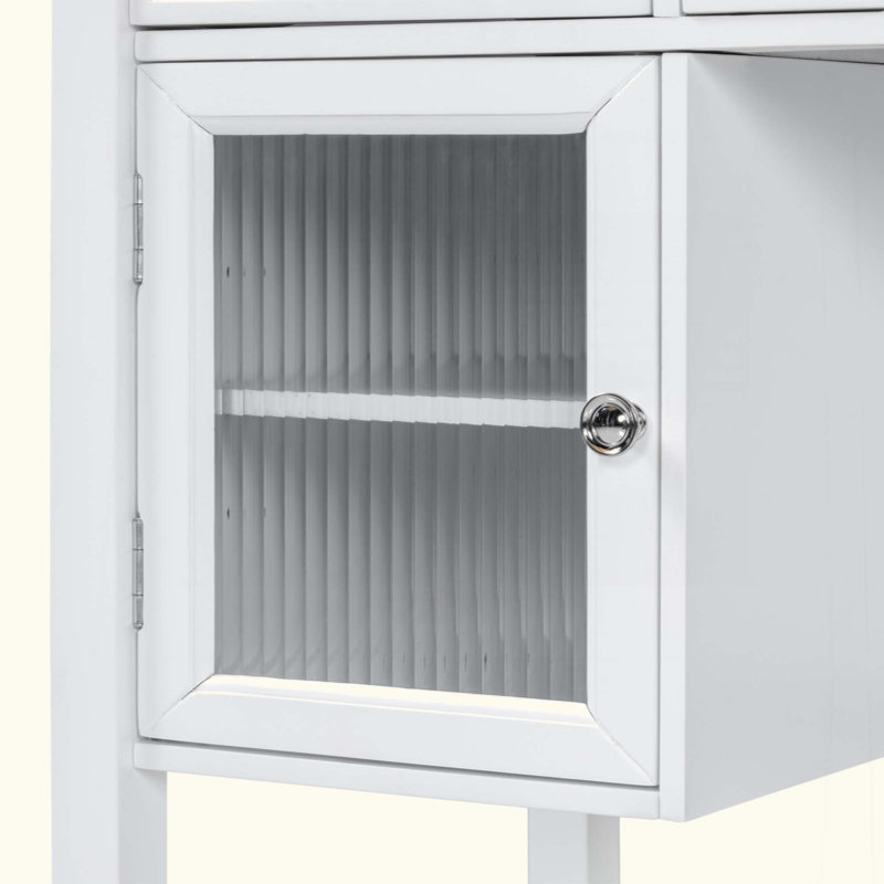Meuble-lavabo avec grand miroir réglable, coiffeuse avec tiroir et armoire, coiffeuse pour la chambre