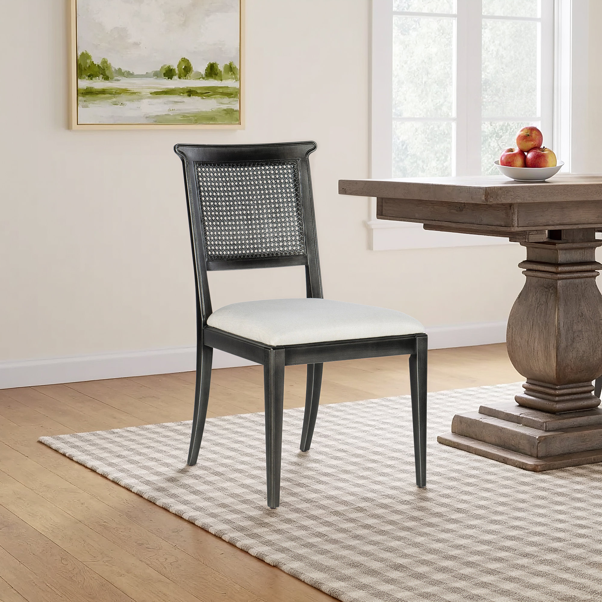 Aileen Cane Back Dining Chair, Black