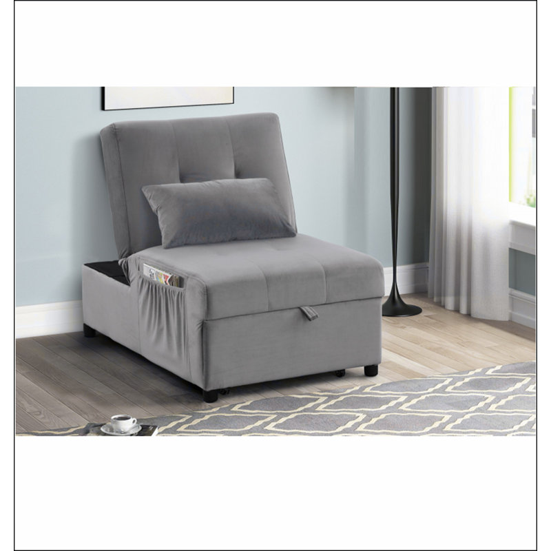 Méridienne en velours ajustable, méridienne convertible, Gris