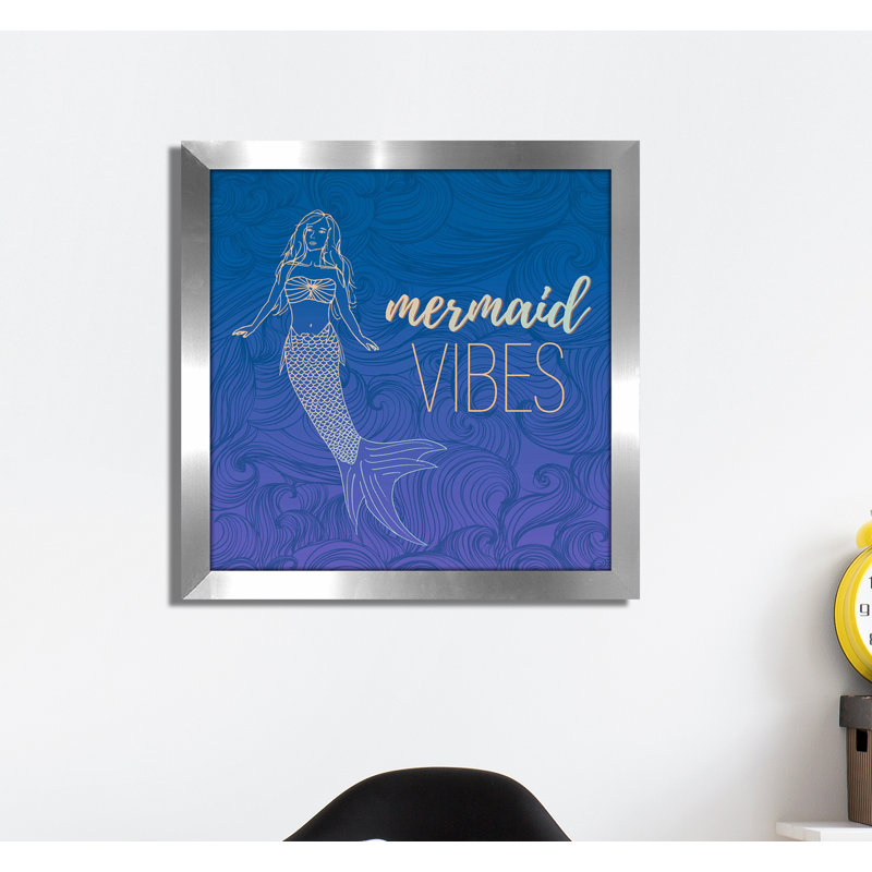 « sirène vibes »-impression, Cadre argenté, H 17,5 po x l 17,5 po x P 1 po