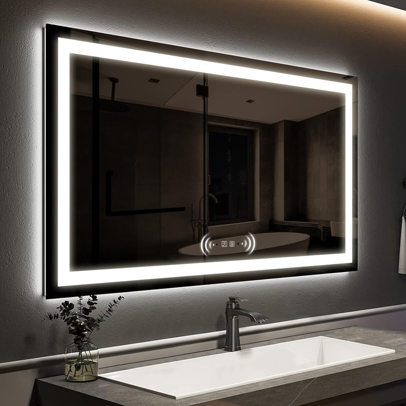 Berenize Rectangular LED Mirror Human Body Induction Motion Sensor Dimmable Anti Fog Vanity Mirror, 32" x 40"