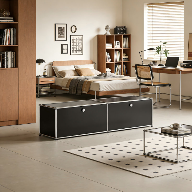  Modern Storage Cabinet, Modular Metal Sideboard, Versatile Steel Office Credenza & Lowboard for Living Room, Kitchen, Home Office