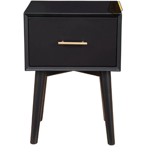 Corrigan Studio® End Table With 1 Drawer And Angled Legs Black Wayfair