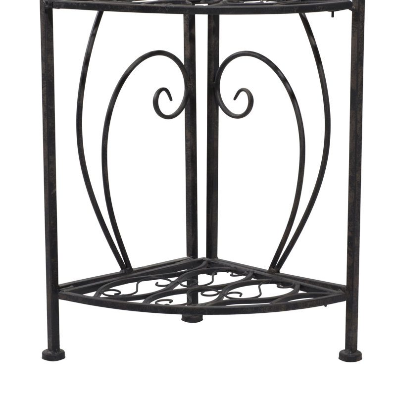 Acushnet Metal Indoor Outdoor Arched Tall Folding Corner 4 Shelf Scroll Black Bakers Rack