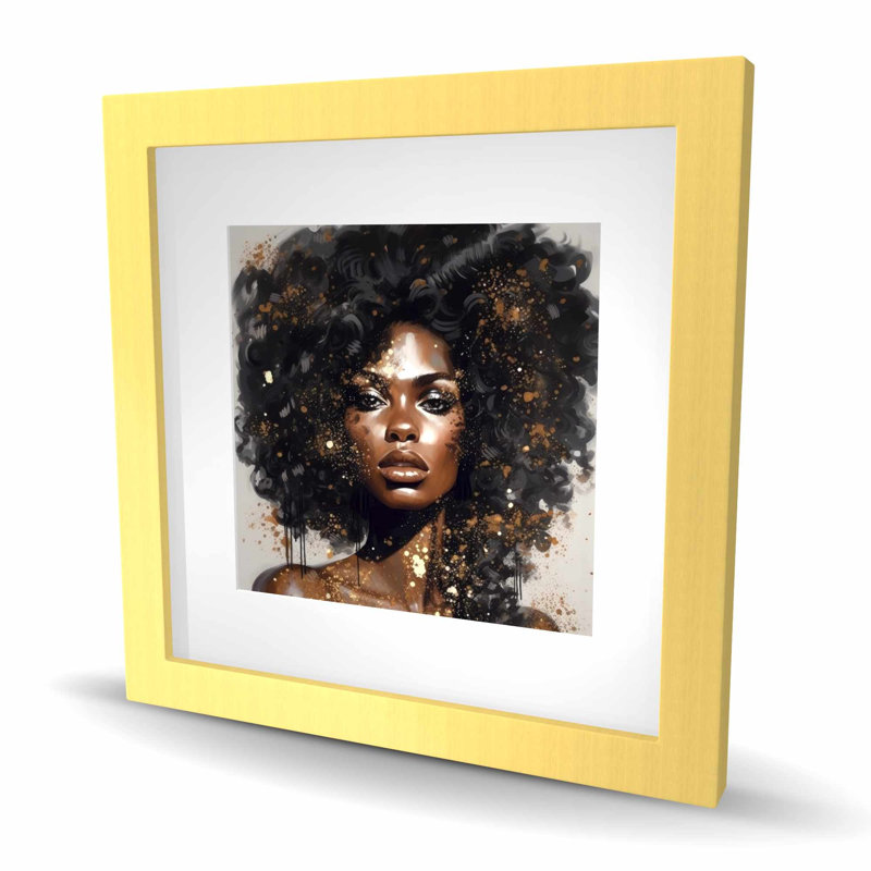 Frénésie de cheveux - chambre à coucher, reproduction encadrée mate pour la décoration, H 16 po x l 16 po, Doré