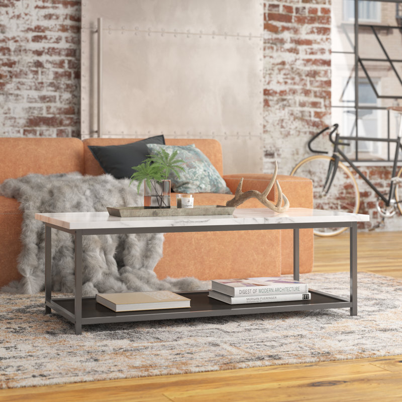 Thielen Single Coffee Table, White, Marble