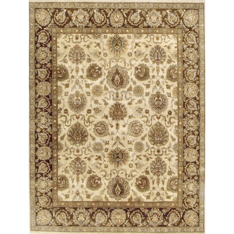 Hand Knotted Wool Oriental Area Rug in Brown/Cream, Rectangle 12' x 15'