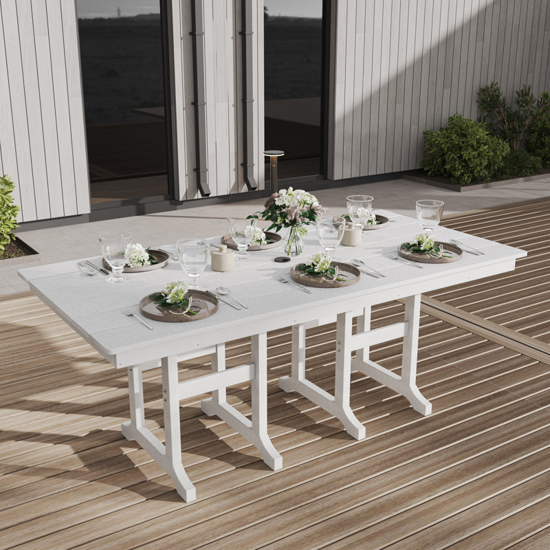 Aunye 71"W HDPE 6-Person Heavy-duty Dining Table, White