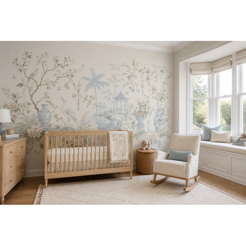 Papier peint amovible de jardin chinois Chinoiserie, 100"x96", Non-Woven Nonpasted