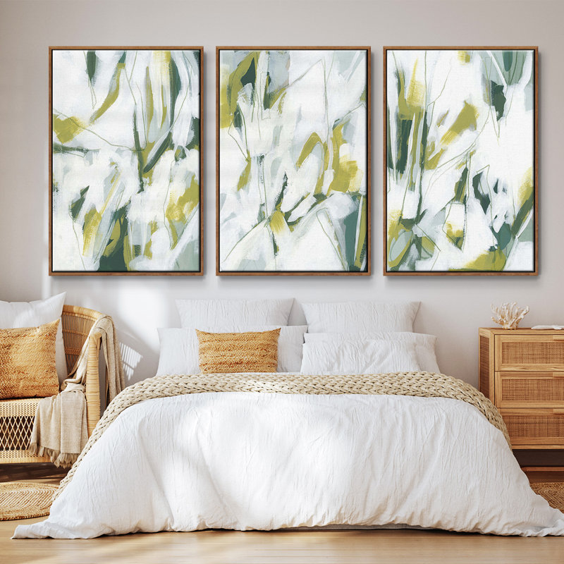 Emerald Ice I - ensemble de 3 reproductions sur toile, Noyer, H 27 po x l 54 po